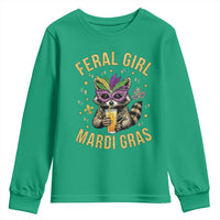 Mardi Gras Raccoon Youth Sweatshirt Feral Girl Mardi Gras Trash Panda