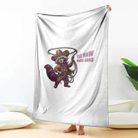 Mardi Gras Raccoon Throw Blanket Yee Haw Cowboy Mardi Gras Carnival Trendy Meme
