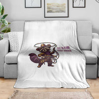 Mardi Gras Raccoon Throw Blanket Yee Haw Cowboy Mardi Gras Carnival Trendy Meme