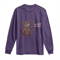 Mardi Gras Raccoon Long Sleeve Shirt Yee Haw Cowboy Mardi Gras Carnival Trendy Meme