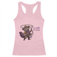 Mardi Gras Raccoon Racerback Tank Top Yee Haw Cowboy Mardi Gras Carnival Trendy Meme