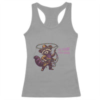 Mardi Gras Raccoon Racerback Tank Top Yee Haw Cowboy Mardi Gras Carnival Trendy Meme