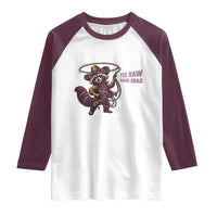 Mardi Gras Raccoon Raglan Shirt Yee Haw Cowboy Mardi Gras Carnival Trendy Meme