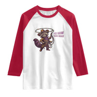 Mardi Gras Raccoon Raglan Shirt Yee Haw Cowboy Mardi Gras Carnival Trendy Meme