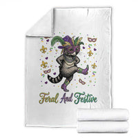 Mardi Gras Raccoon Throw Blanket Feral And Festive