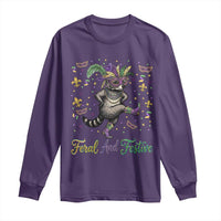 Mardi Gras Raccoon Long Sleeve Shirt Feral And Festive