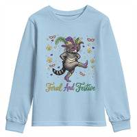 Mardi Gras Raccoon Youth Sweatshirt Feral And Festive