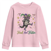Mardi Gras Raccoon Youth Sweatshirt Feral And Festive