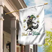 Mardi Gras Raccoon Garden Flag Feral And Festive Trased Panda