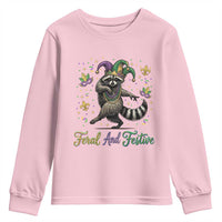 Mardi Gras Raccoon Youth Sweatshirt Feral And Festive Trased Panda