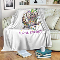 Mardi Gras Raccoon Throw Blanket Festive Vibes Feral Energy