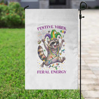 Mardi Gras Raccoon Garden Flag Festive Vibes Feral Energy