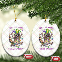Mardi Gras Raccoon Ceramic Ornament Festive Vibes Feral Energy