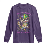 Mardi Gras Raccoon Long Sleeve Shirt Festive Vibes Feral Energy