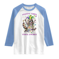 Mardi Gras Raccoon Raglan Shirt Festive Vibes Feral Energy