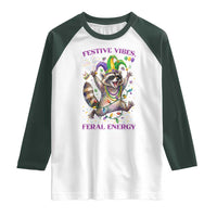 Mardi Gras Raccoon Raglan Shirt Festive Vibes Feral Energy