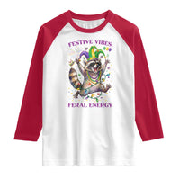 Mardi Gras Raccoon Raglan Shirt Festive Vibes Feral Energy