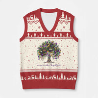 Mardi Gras Mask Tree V-Neck Knit Sweater Vest Laissez Les Bon Temps Rouler