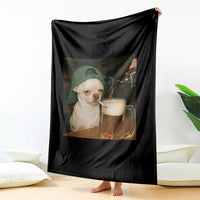 Funny Chihuahua St Patricks Day Meme Throw Blanket Chihuahua Smoking Irish Beer Lover