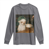 Funny Chihuahua St Patricks Day Meme Long Sleeve Shirt Chihuahua Smoking Irish Beer Lover