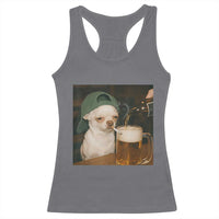 Funny Chihuahua St Patricks Day Meme Racerback Tank Top Chihuahua Smoking Irish Beer Lover