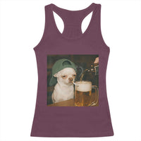 Funny Chihuahua St Patricks Day Meme Racerback Tank Top Chihuahua Smoking Irish Beer Lover