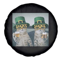 Funny St Patricks Day Cats Drinking Beer Meme Spare Tire Cover