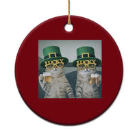 Funny St Patricks Day Cats Drinking Beer Meme Ceramic Ornament