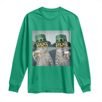 Funny St Patricks Day Cats Drinking Beer Meme Long Sleeve Shirt