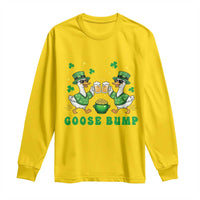 Funny St Patricks Day Goose Drinking Beer Long Sleeve Shirt Goose Bump