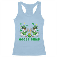 Funny St Patricks Day Goose Drinking Beer Racerback Tank Top Goose Bump