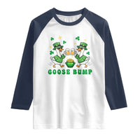Funny St Patricks Day Goose Drinking Beer Raglan Shirt Goose Bump