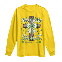 Shamrock Cross Irish St Patrick's Day Long Sleeve Shirt Not Lucky Simply Blessed