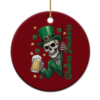 Cheers Fuckers St Patricks Day Ceramic Ornament Funny Skeleton Drinking Beer