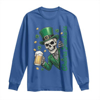 Cheers Fuckers St Patricks Day Long Sleeve Shirt Funny Skeleton Drinking Beer