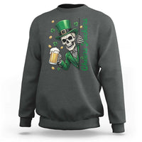 Cheers Fuckers St Patricks Day Sweatshirt Funny Skeleton Drinking Beer