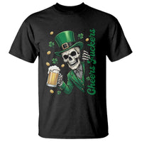 Cheers Fuckers St Patricks Day T Shirt Funny Skeleton Drinking Beer