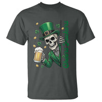 Cheers Fuckers St Patricks Day T Shirt Funny Skeleton Drinking Beer
