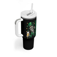 Cheers Fuckers St Patricks Day Tumbler With Handle Funny Skeleton Drinking Beer