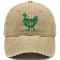 F Caw F Lucky Chicken Washed Cotton Baseball Cap Funny St Patricks Day