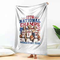 1776 National Champs Throw Blanket Patriotic Founding Fathers Basketball Undefeated America