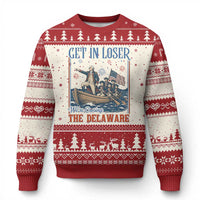 Get In Loser We're Crossing The Delaware Meme Ugly Christmas Sweater Patriotic American History Independence Day