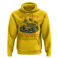Get In Loser We’re Crossing The Delaware Hoodie Funny Raccoon Meme 4th of July