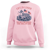 Get In Loser We’re Crossing The Delaware Sweatshirt Funny Raccoon Meme 4th of July