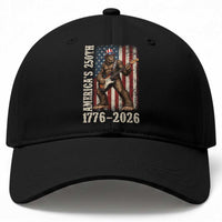 250 Years America Anniversary Baseball Cap Patriotic Bigfoot Playing Guitar 4th Of July