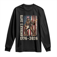250 Years America Anniversary Long Sleeve Shirt Patriotic Bigfoot Playing Guitar 4th Of July