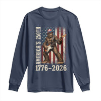 250 Years America Anniversary Long Sleeve Shirt Patriotic Bigfoot Playing Guitar 4th Of July