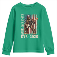 250 Years America Anniversary Youth Sweatshirt Patriotic Bigfoot Playing Guitar 4th Of July