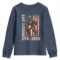 250 Years America Anniversary Youth Sweatshirt Patriotic Bigfoot Playing Guitar 4th Of July