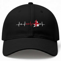 England Heartbeat EKG English Flag Map Baseball Cap